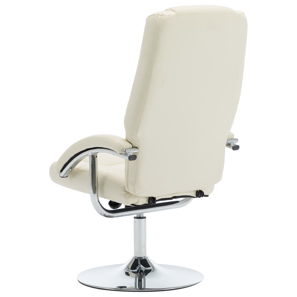 Relaxsessel mit Fußhocker Cremeweiß Kunstleder
