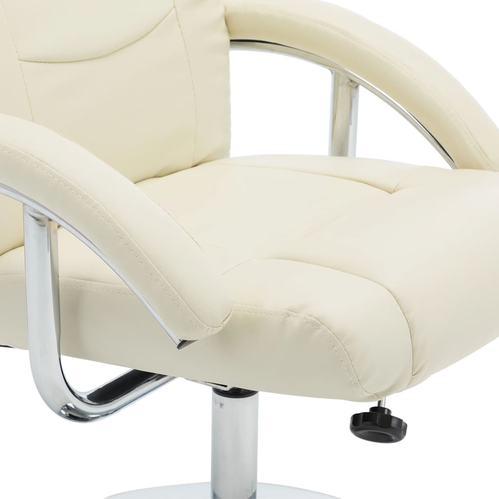 Relaxsessel mit Fußhocker Cremeweiß Kunstleder