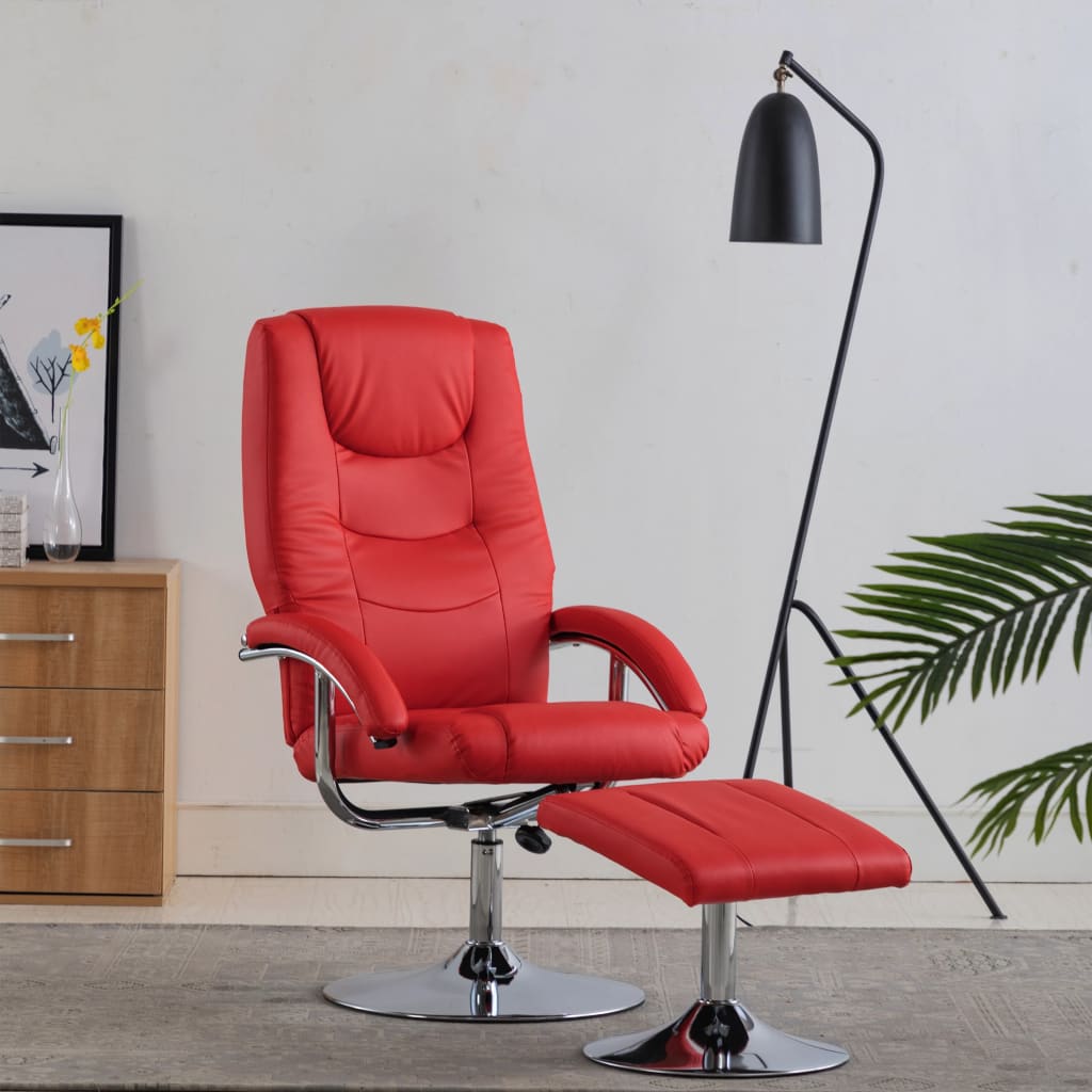 Relaxsessel mit Fußhocker Rot Kunstleder