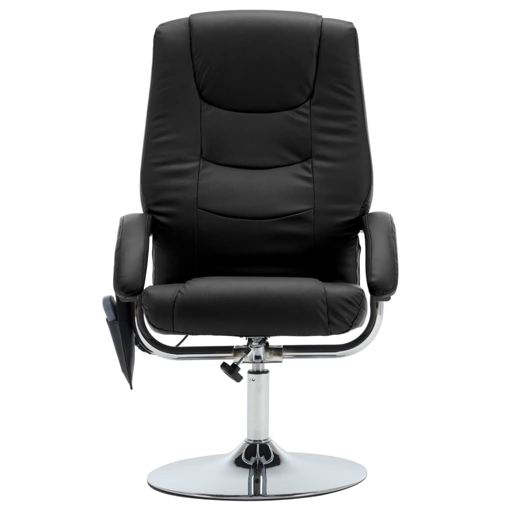 Massagesessel mit Fußhocker Schwarz Kunstleder