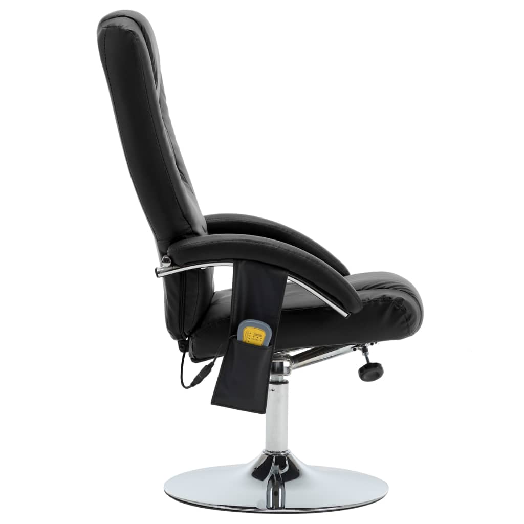 Massagesessel mit Fußhocker Schwarz Kunstleder