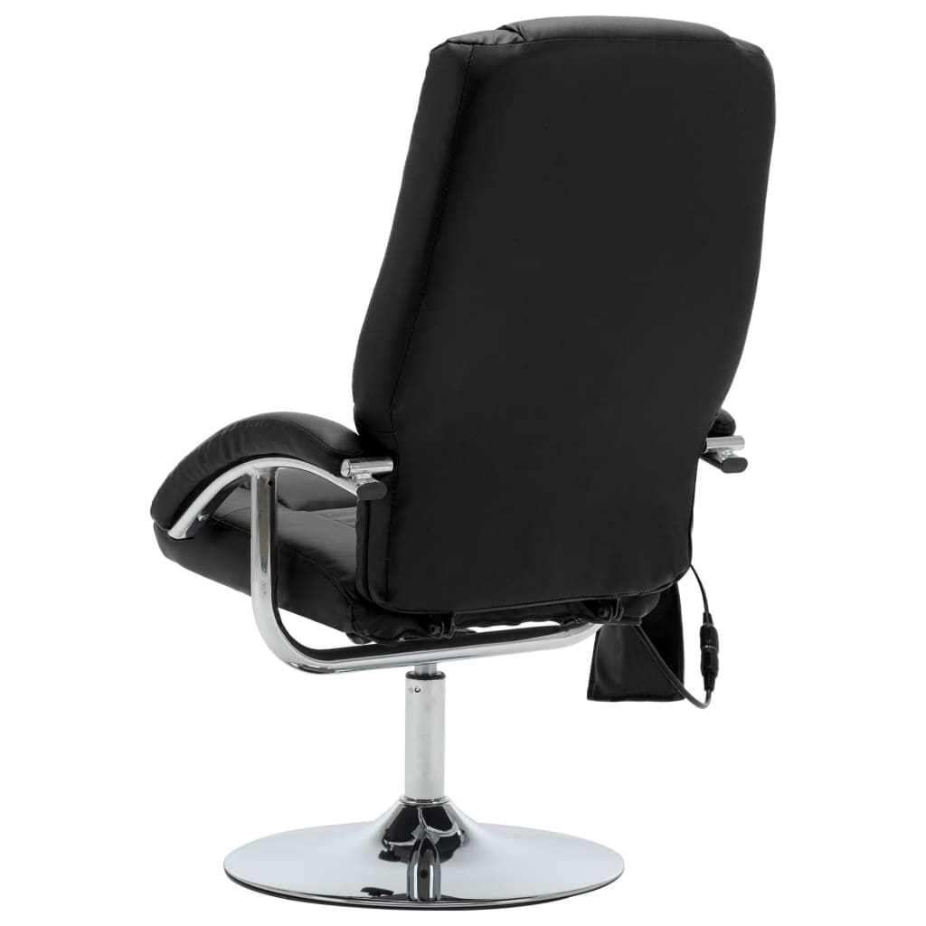 Massagesessel mit Fußhocker Schwarz Kunstleder