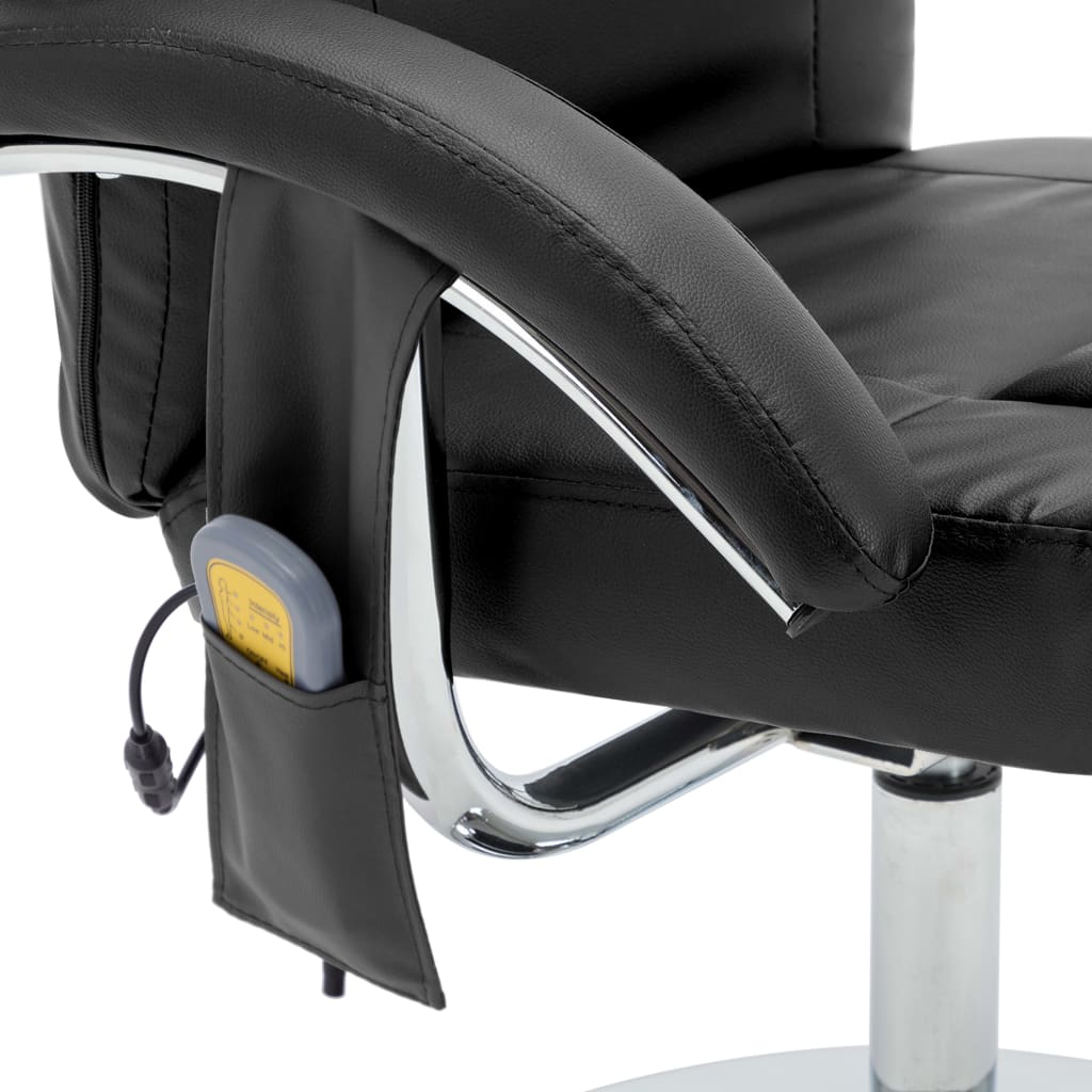 Massagesessel mit Fußhocker Schwarz Kunstleder