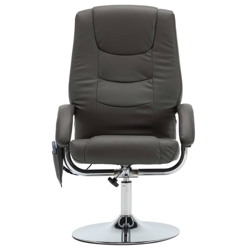Massagesessel mit Fußhocker Grau Kunstleder