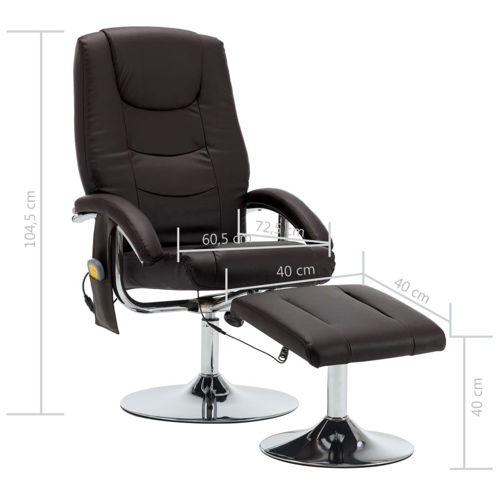Massagesessel mit Fußhocker Braun Kunstleder