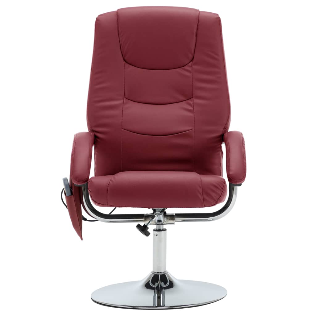 Massagesessel mit Fußhocker Weinrot Kunstleder