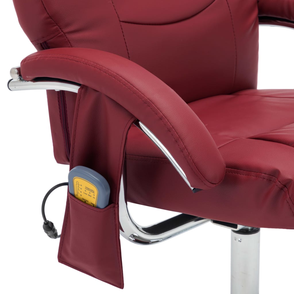 Massagesessel mit Fußhocker Weinrot Kunstleder