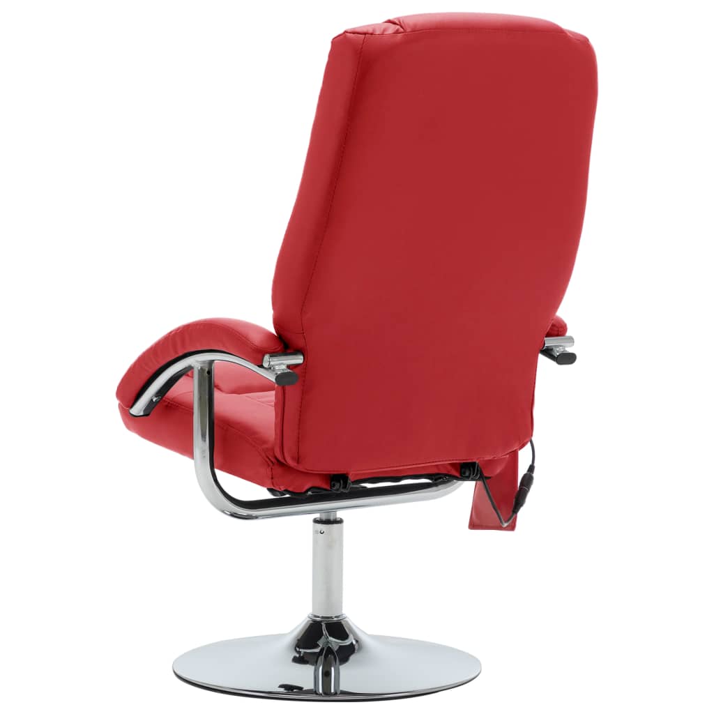 Massagesessel mit Fußhocker Rot Kunstleder