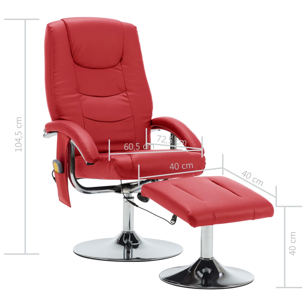 Massagesessel mit Fußhocker Rot Kunstleder