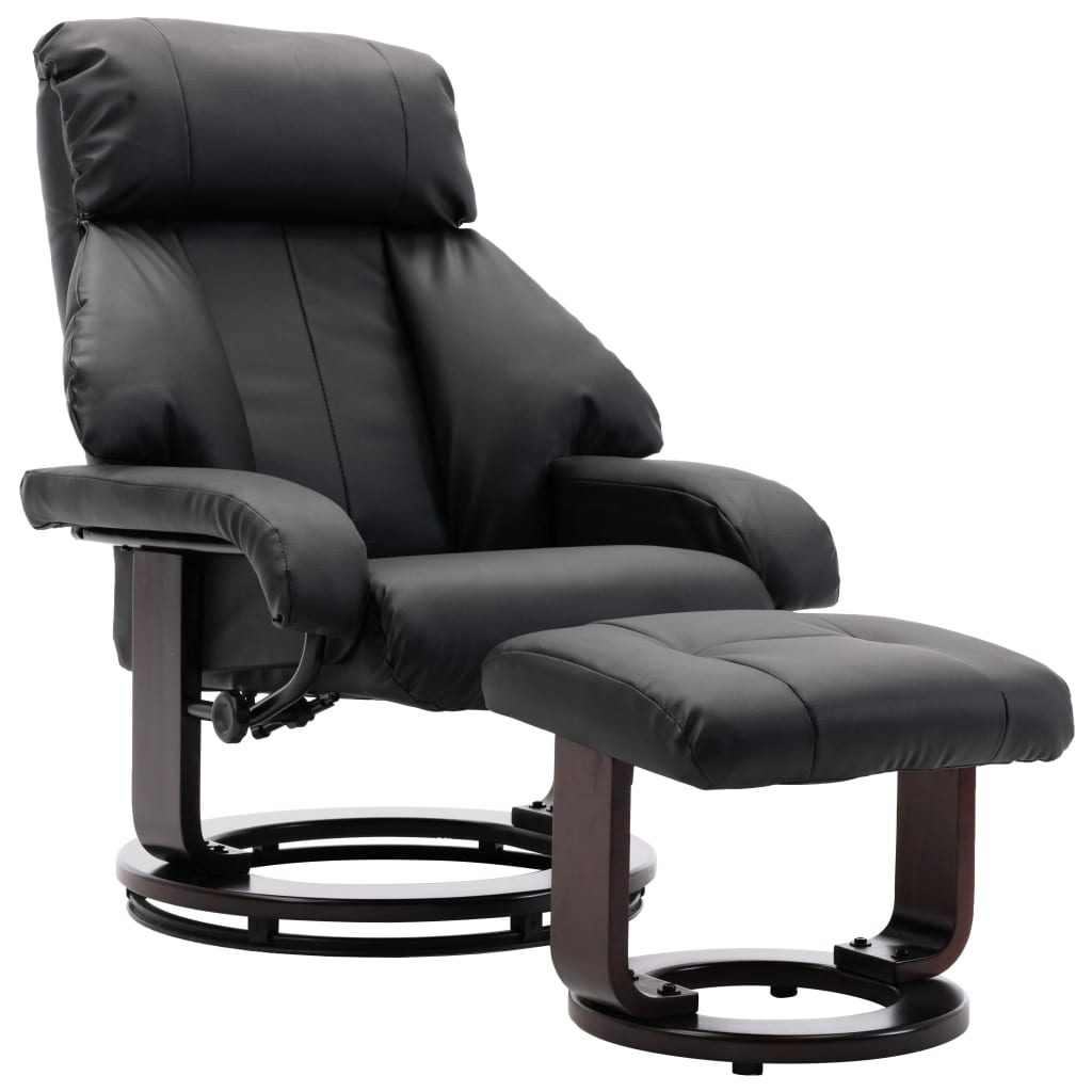TV-Sessel mit Fußhocker Schwarz Kunstleder