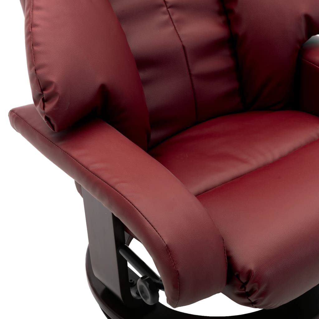 TV-Sessel mit Fußhocker Weinrot Kunstleder
