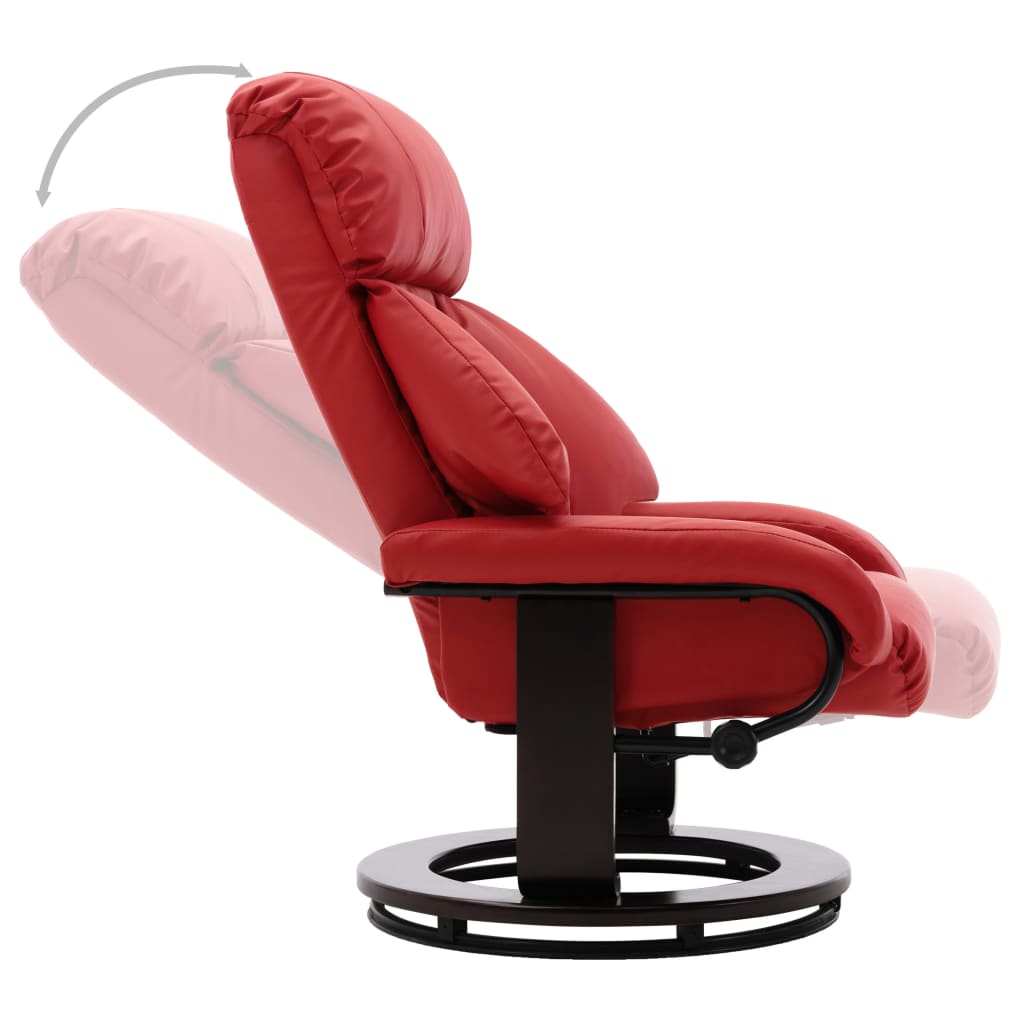 TV-Sessel mit Fußhocker Rot Kunstleder