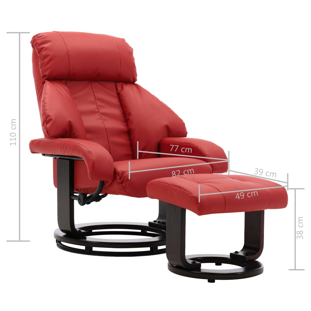 TV-Sessel mit Fußhocker Rot Kunstleder