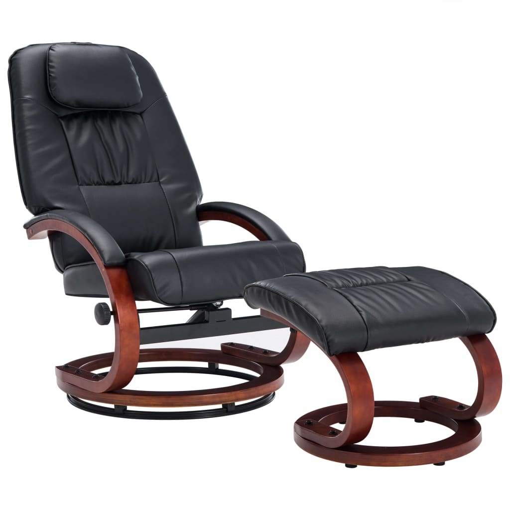 Relaxsessel mit Fußhocker Schwarz Kunstleder