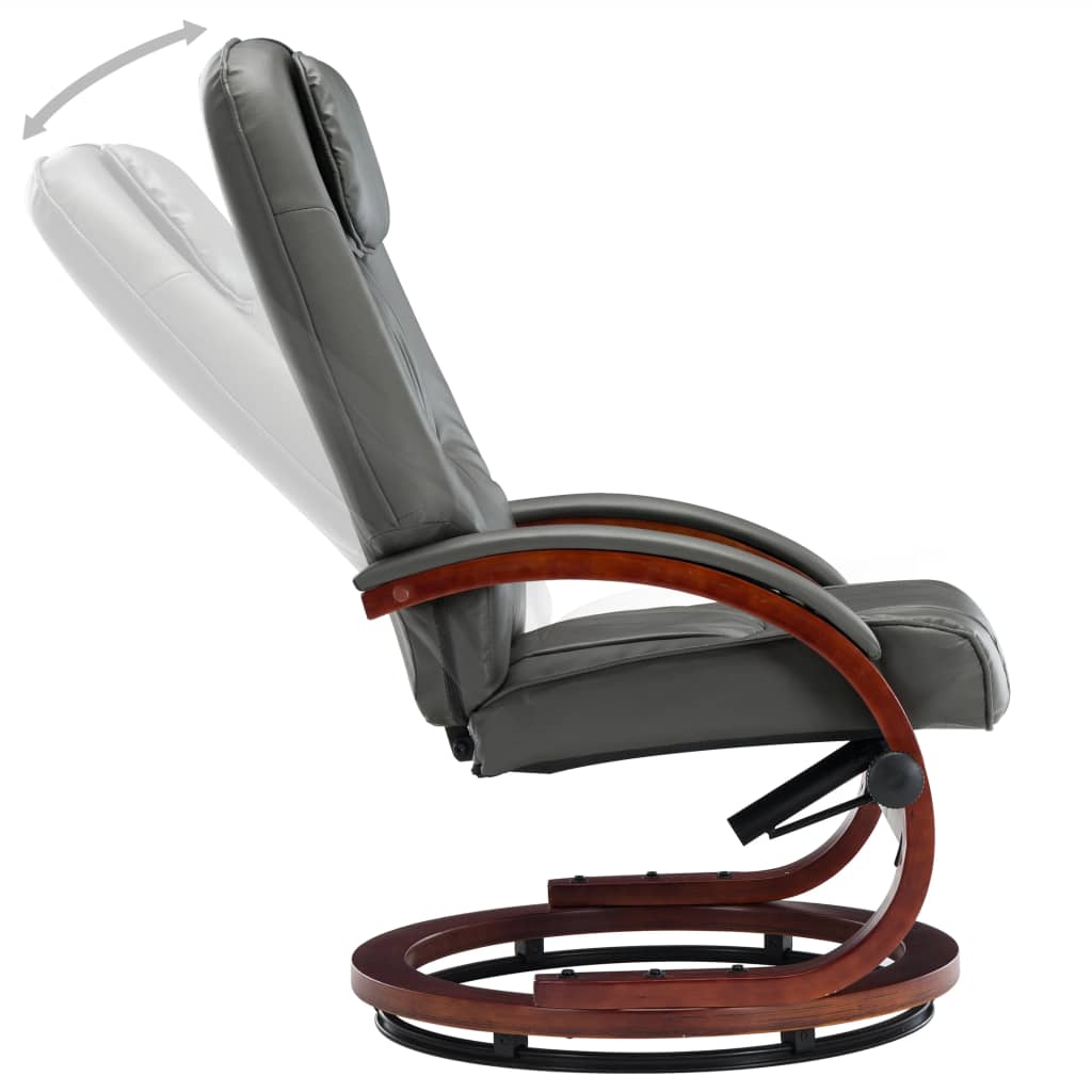 Relaxsessel mit Fußhocker Grau Kunstleder
