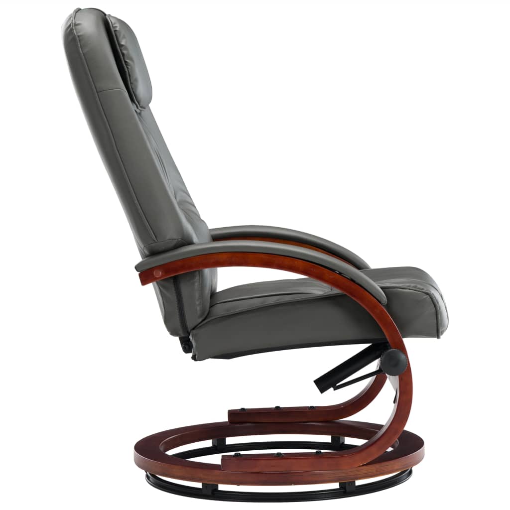 Relaxsessel mit Fußhocker Grau Kunstleder