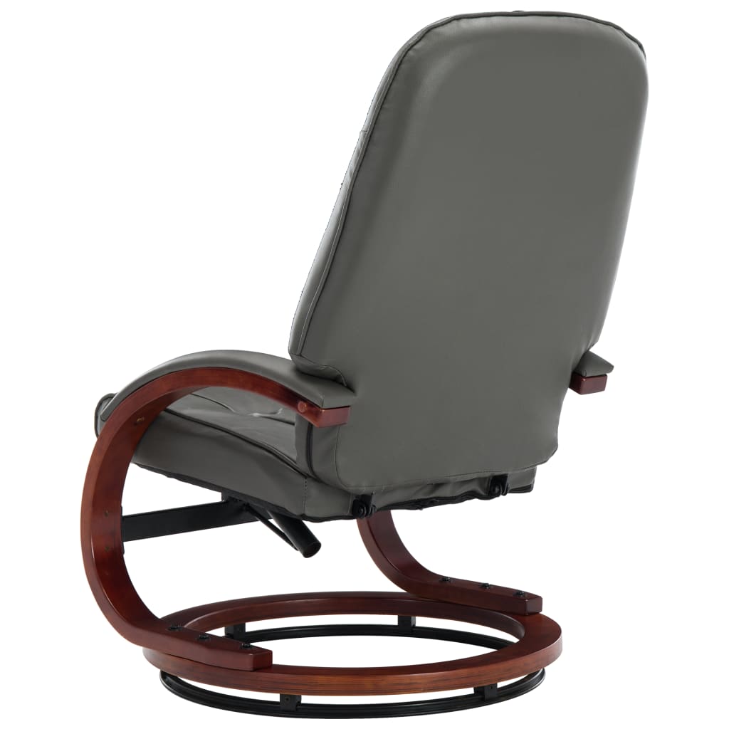 Relaxsessel mit Fußhocker Grau Kunstleder