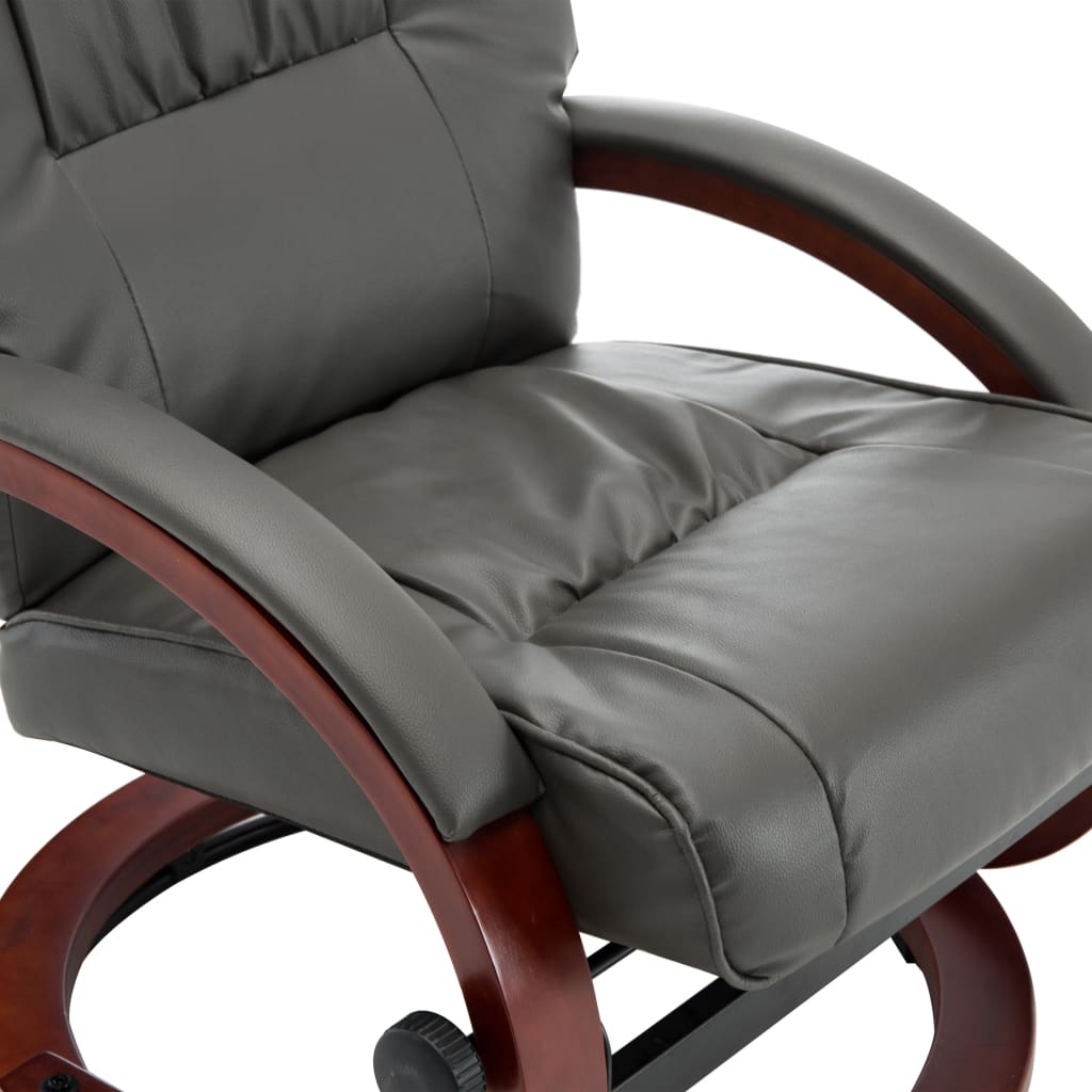 Relaxsessel mit Fußhocker Grau Kunstleder