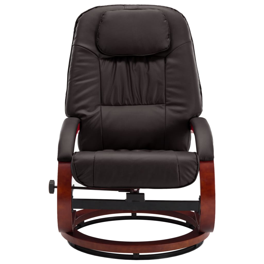 Relaxsessel mit Fußhocker Braun Kunstleder