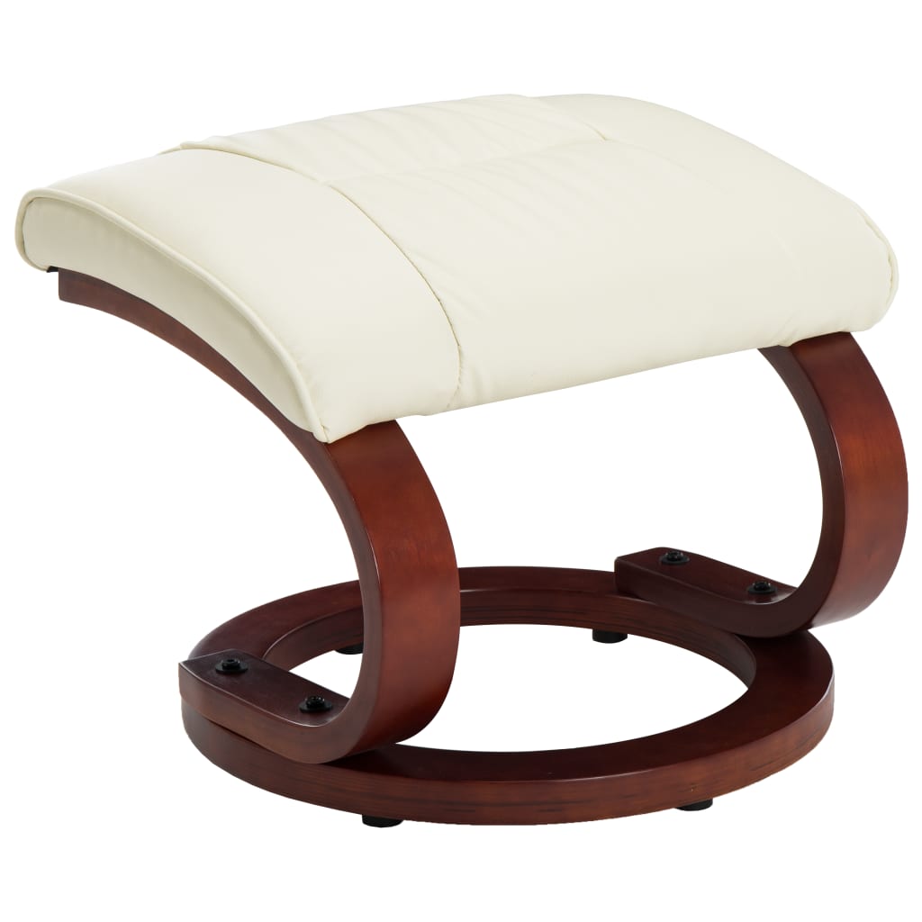 Relaxsessel mit Fußhocker Cremeweiß Kunstleder
