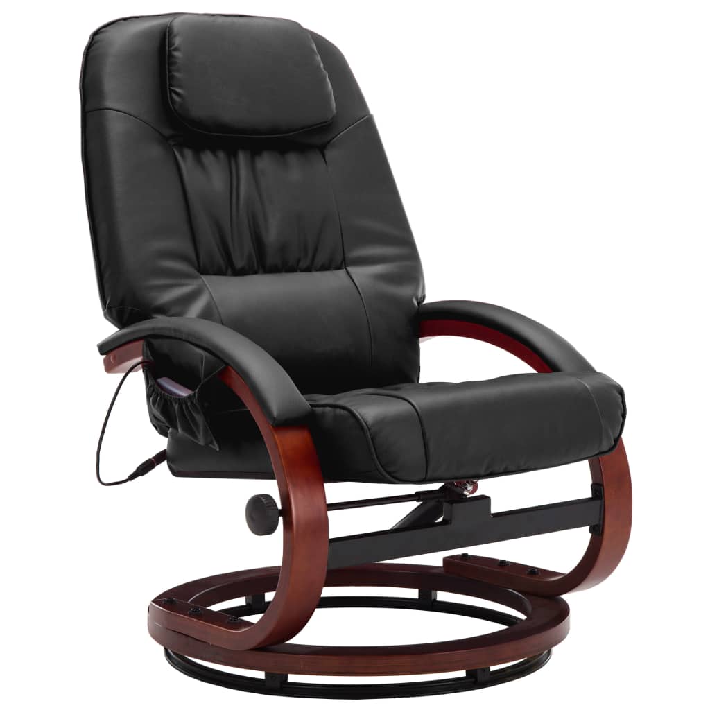 Massagesessel mit Fußhocker Schwarz Kunstleder