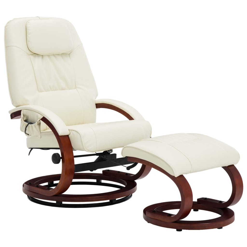 Massagesessel mit Fußhocker Creme Kunstleder