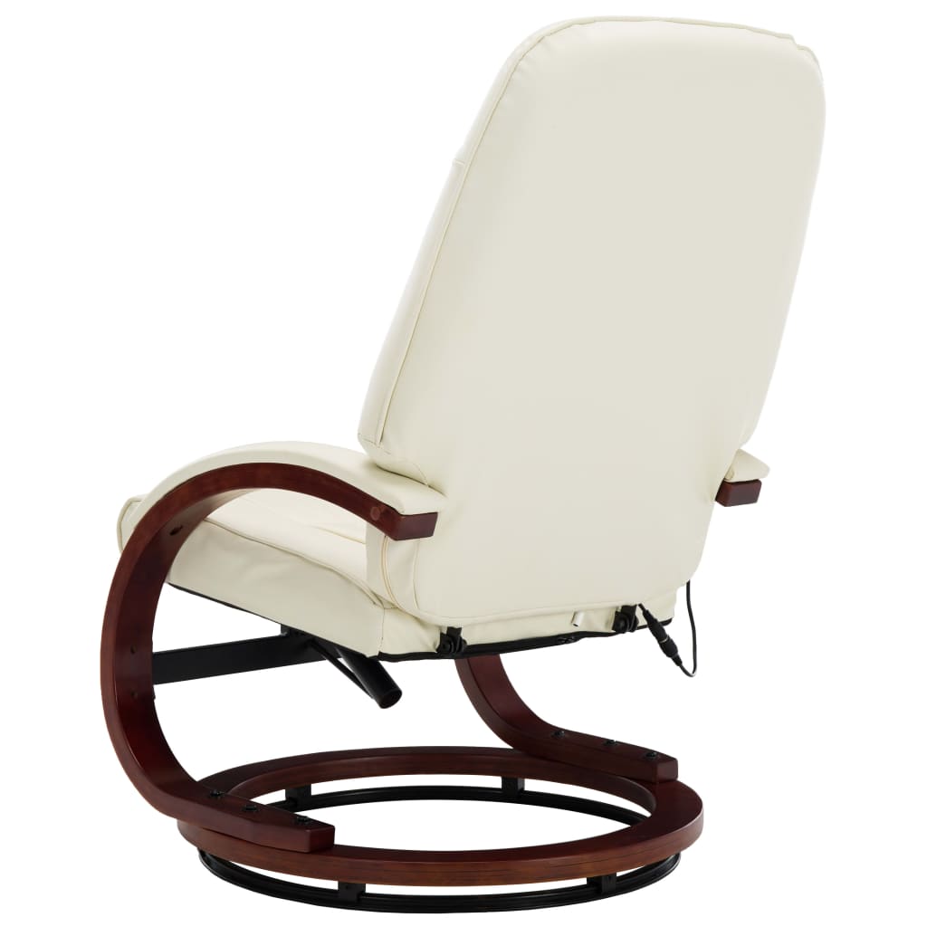 Massagesessel mit Fußhocker Creme Kunstleder