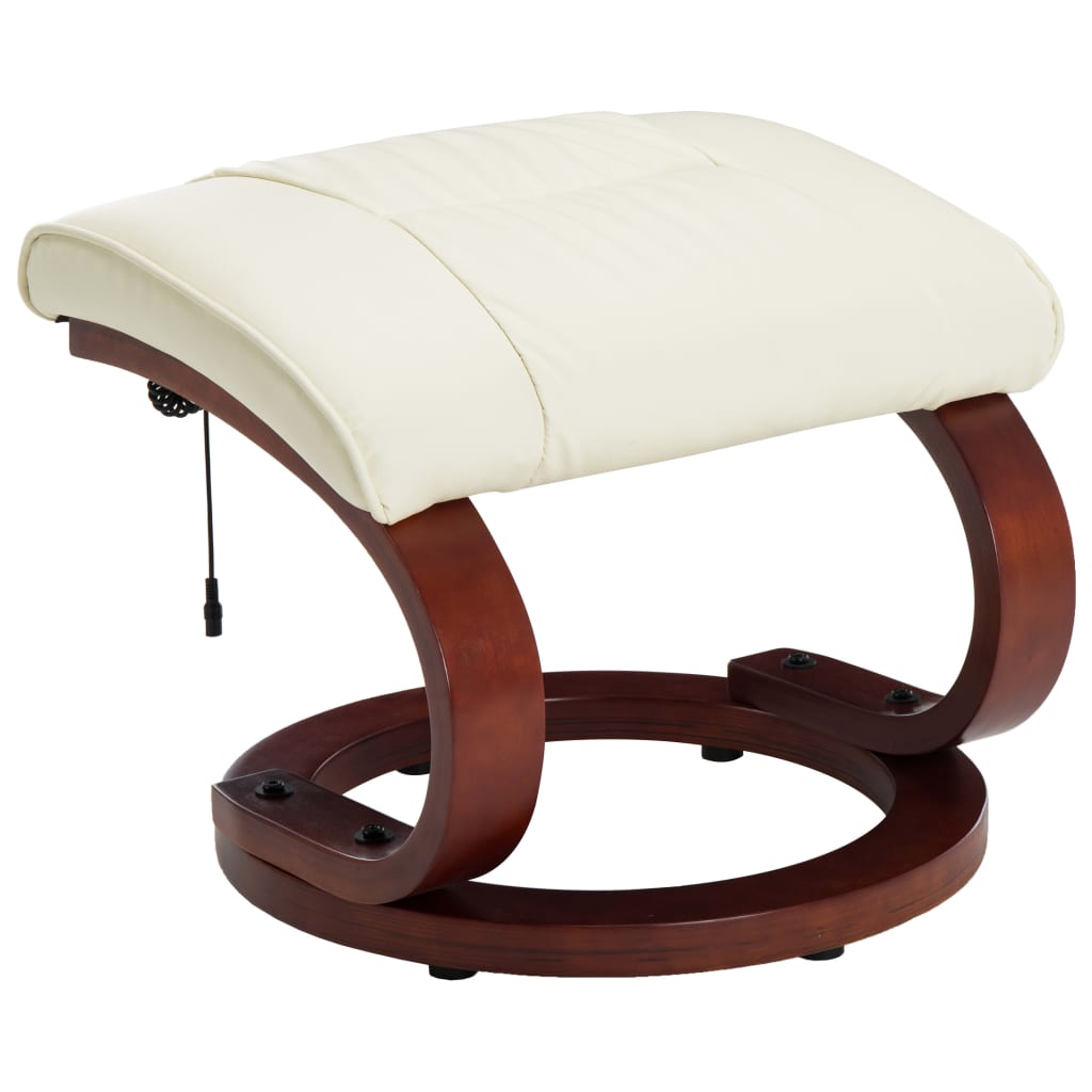 Massagesessel mit Fußhocker Creme Kunstleder