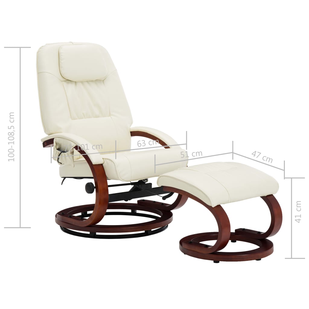 Massagesessel mit Fußhocker Creme Kunstleder