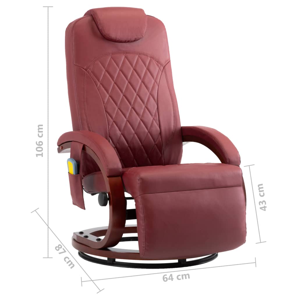 TV-Massagesessel Weinrot Kunstleder