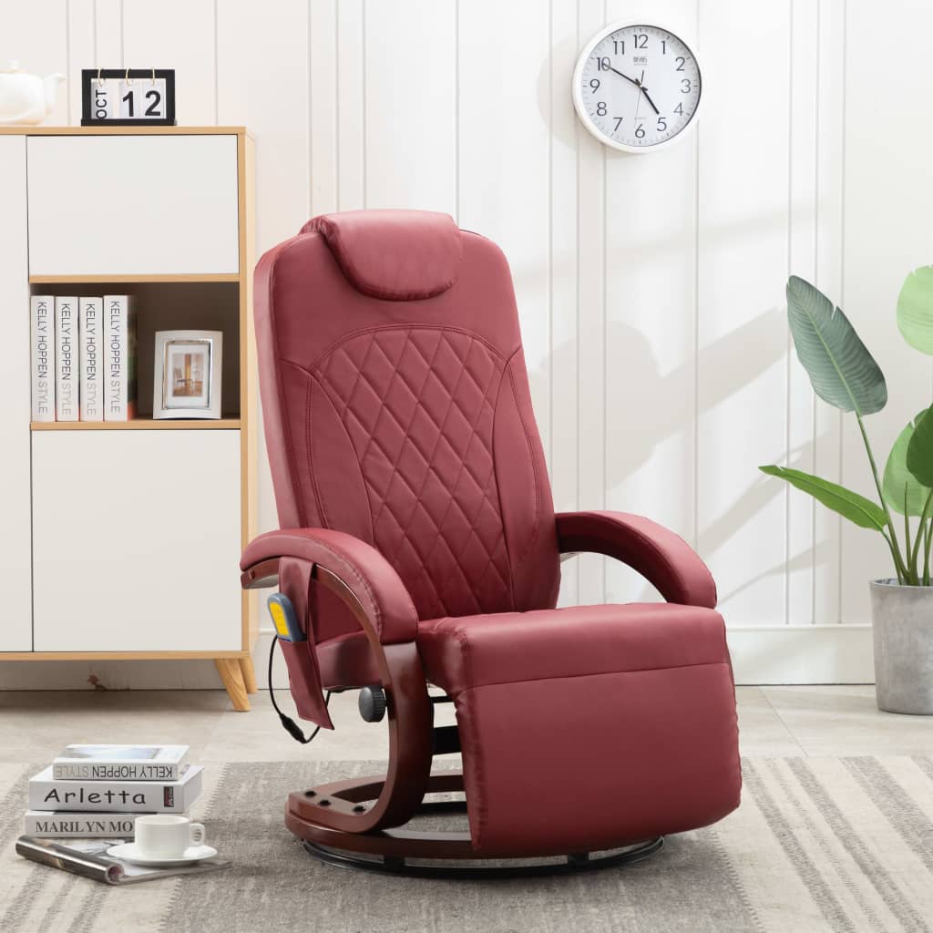 TV-Massagesessel Weinrot Kunstleder