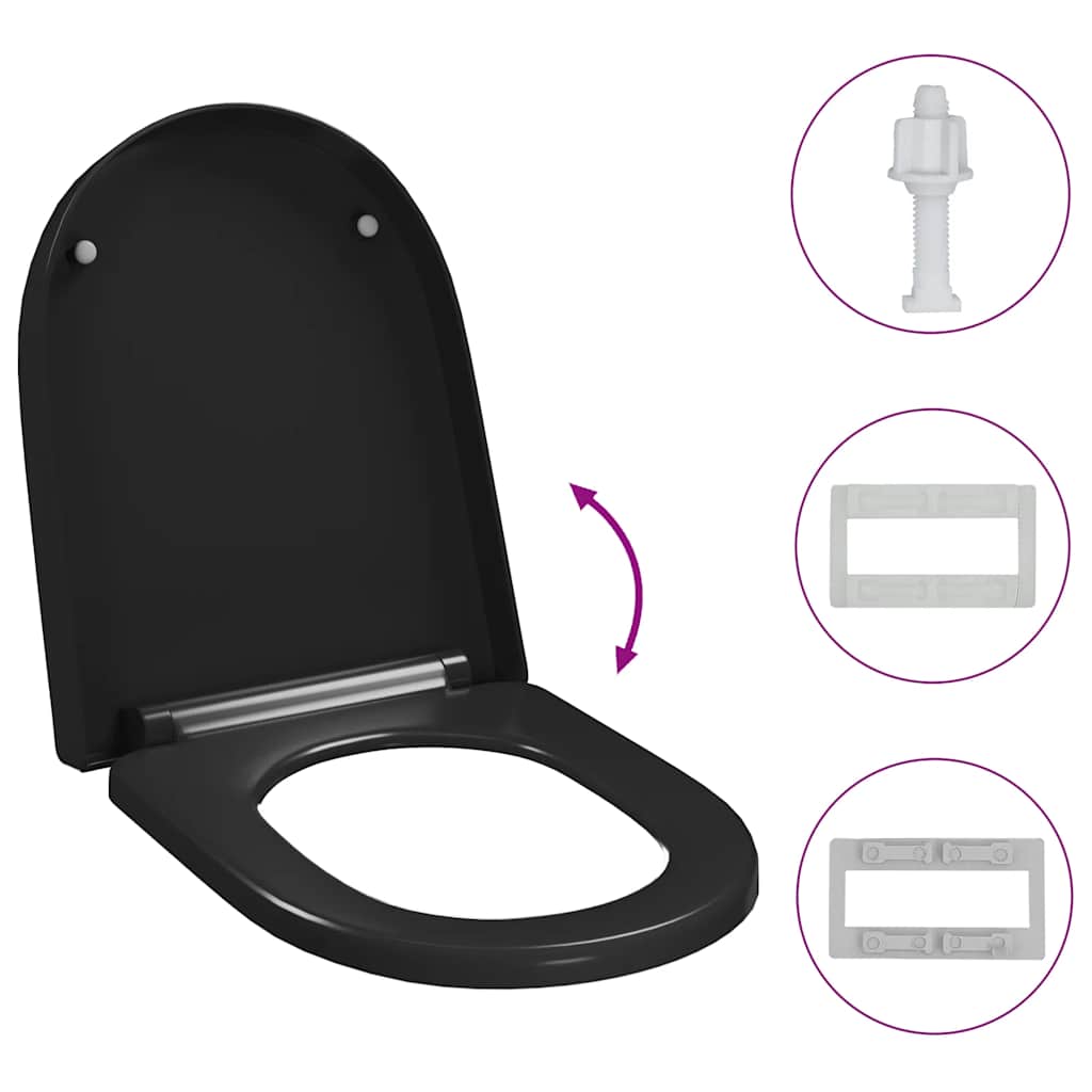 Toilettensitz mit Absenkautomatik und Quick-Release Schwarz