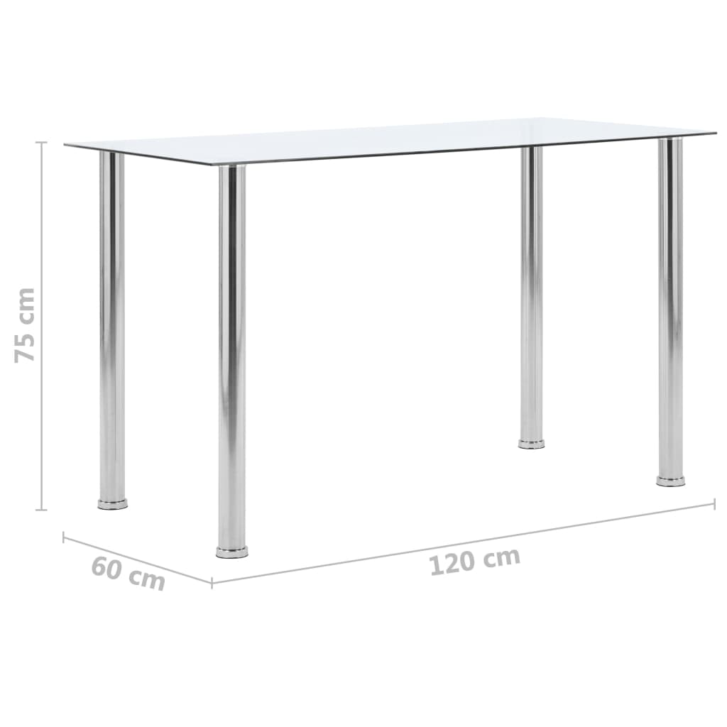 Table à manger transparente 120 x 60 x 75 cm en verre trempé
