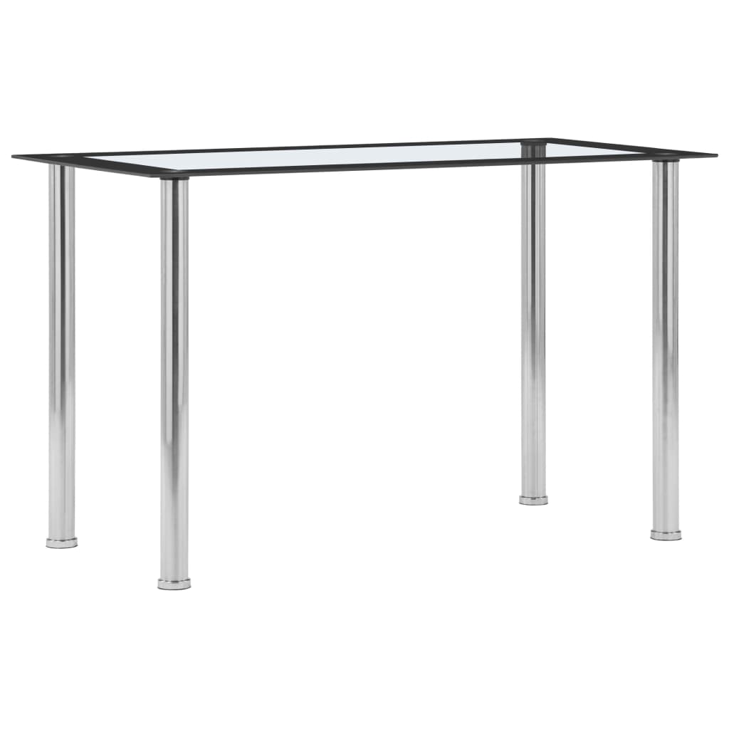 Table à manger noire et transparente 120 x 60 x 75 cm en verre trempé