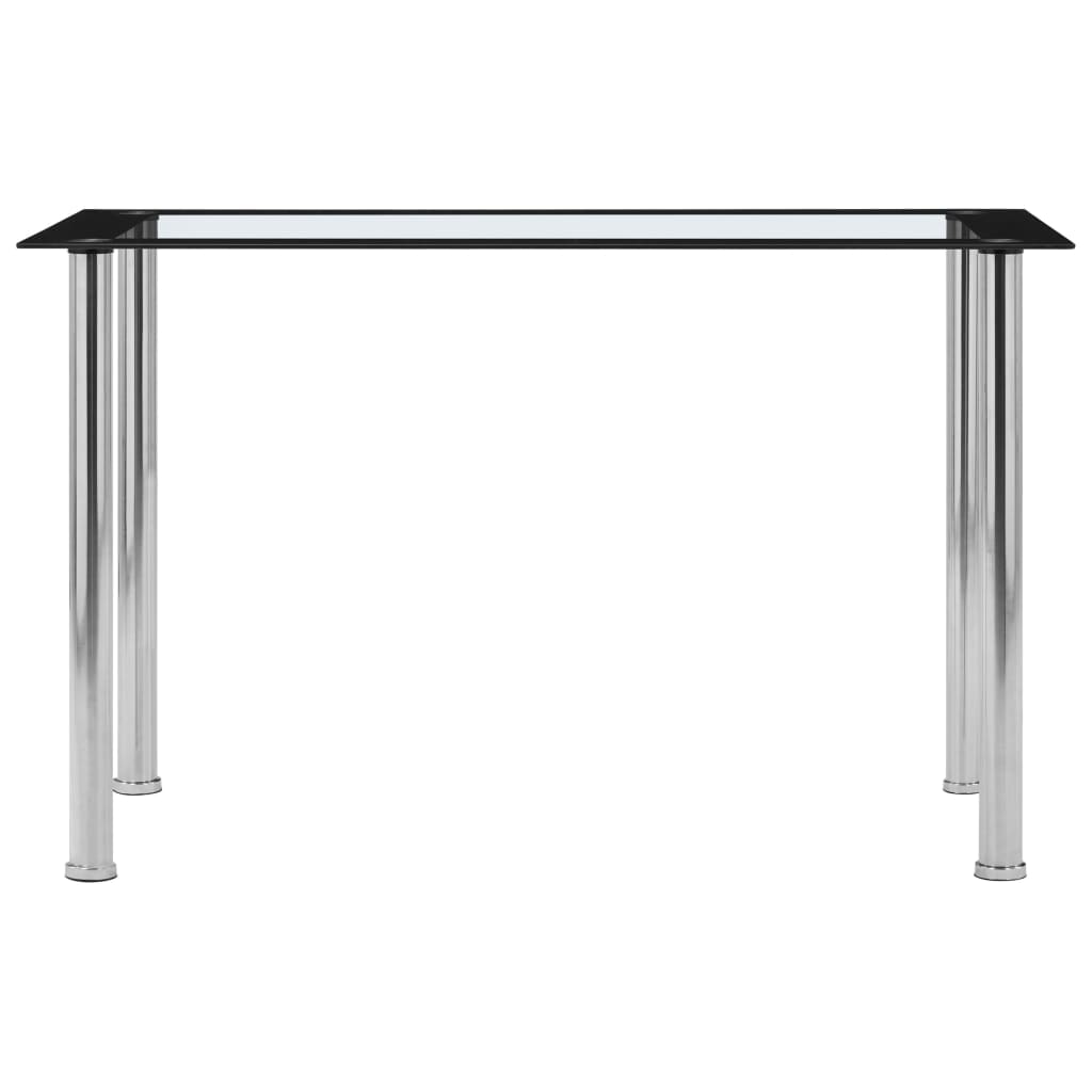 Table à manger noire et transparente 120 x 60 x 75 cm en verre trempé