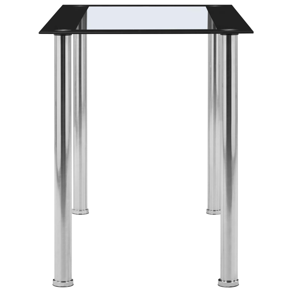 Table à manger noire et transparente 120 x 60 x 75 cm en verre trempé