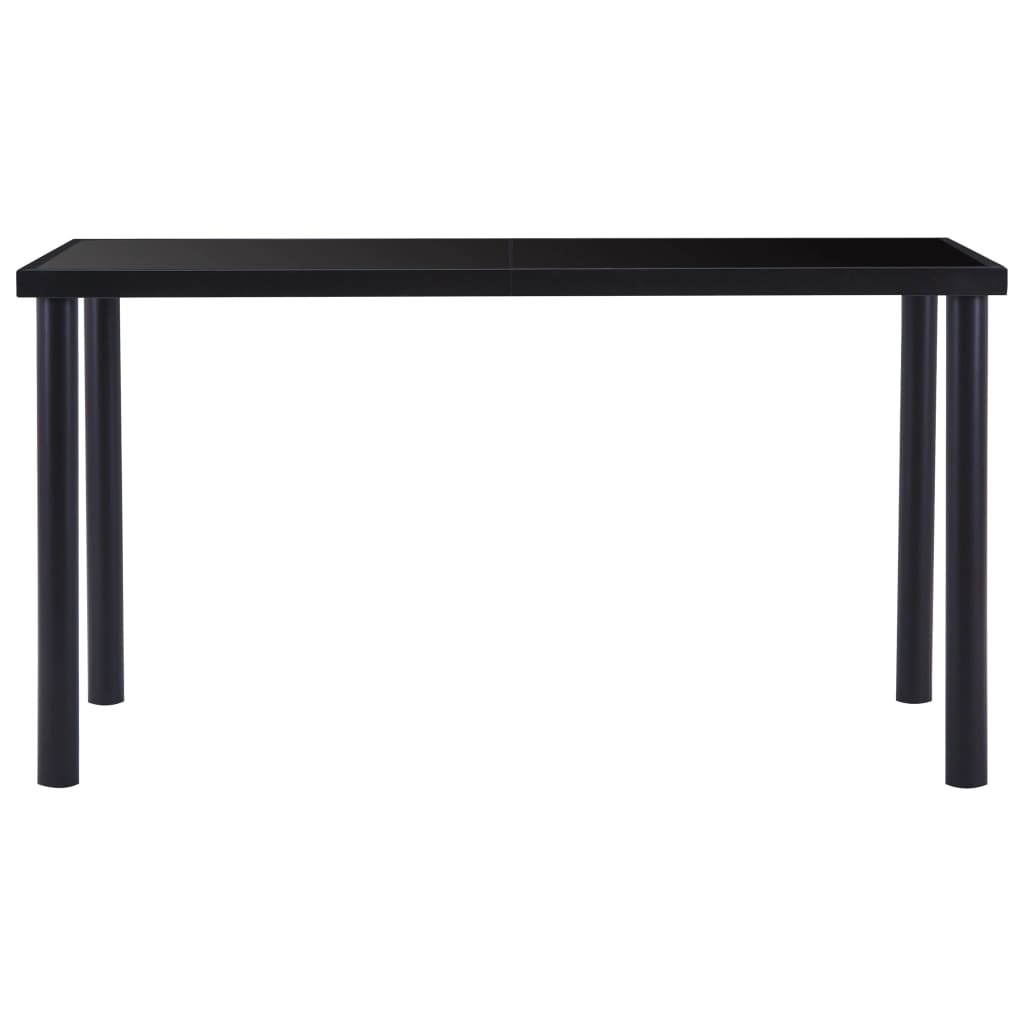 Table à manger noire 140 x 70 x 75 cm en verre trempé
