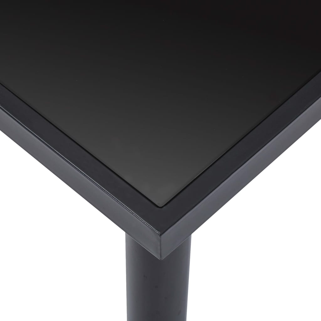 Table à manger noire 140 x 70 x 75 cm en verre trempé