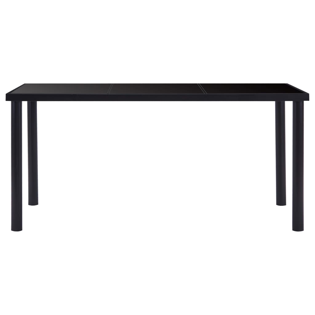 Table à manger noire 160 x 80 x 75 cm en verre trempé