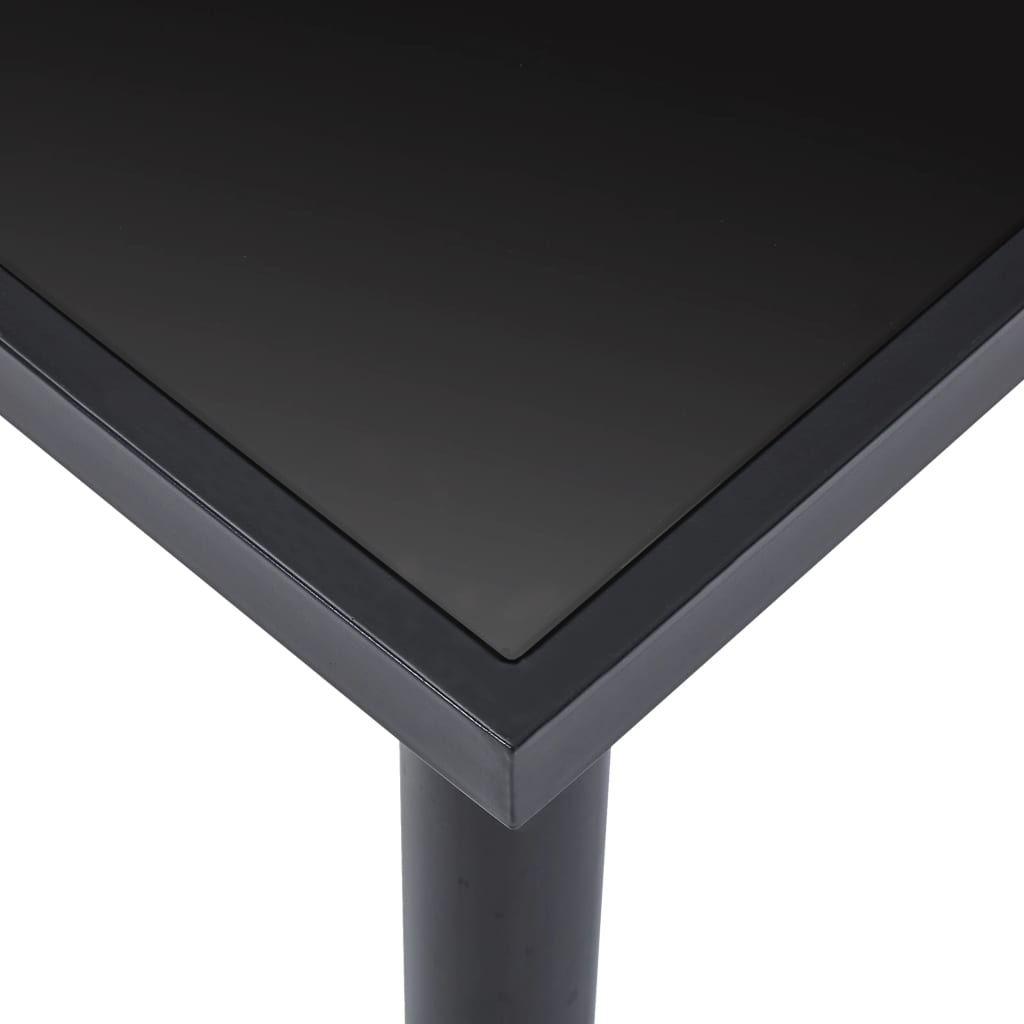 Table à manger noire 160 x 80 x 75 cm en verre trempé