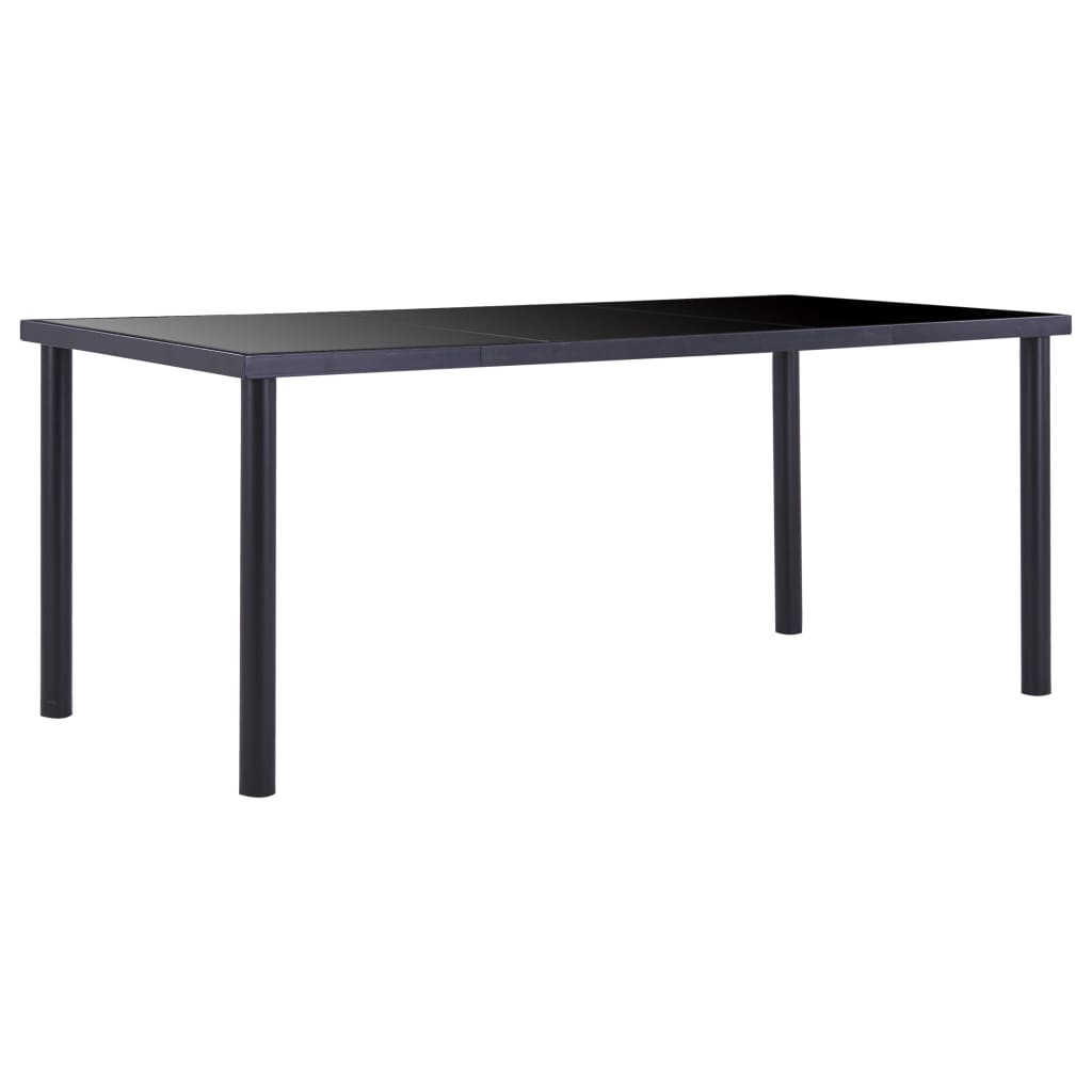 Table à manger noire 180 x 90 x 75 cm en verre trempé