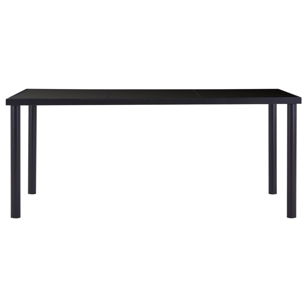 Table à manger noire 180 x 90 x 75 cm en verre trempé