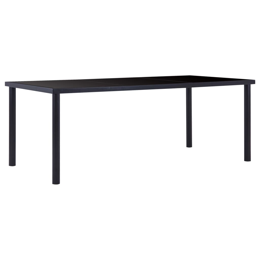 Table à manger noire 200 x 100 x 75 cm en verre trempé