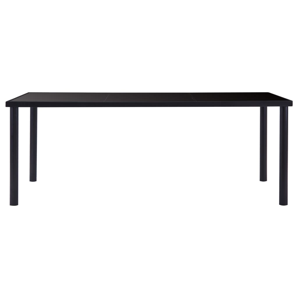 Table à manger noire 200 x 100 x 75 cm en verre trempé