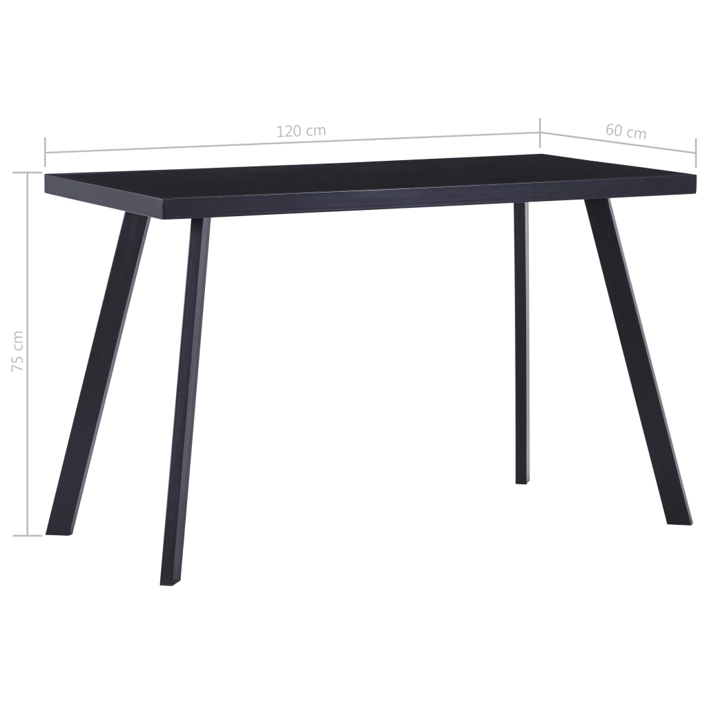 Table à manger noire 120 x 60 x 75 cm en verre trempé