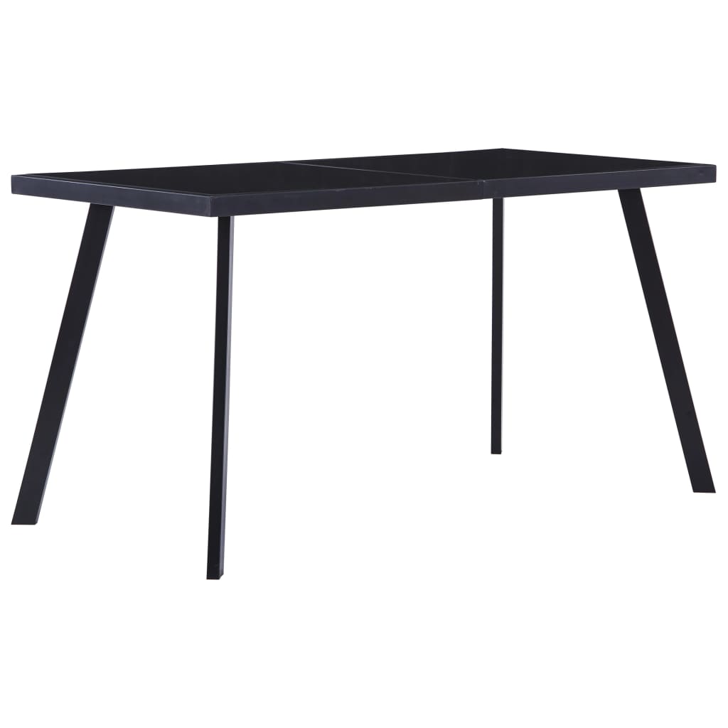 Table à manger noire 140 x 70 x 75 cm en verre trempé