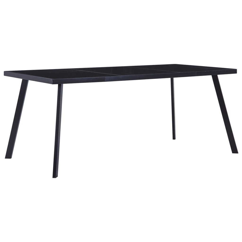 Table à manger noire 160 x 80 x 75 cm en verre trempé