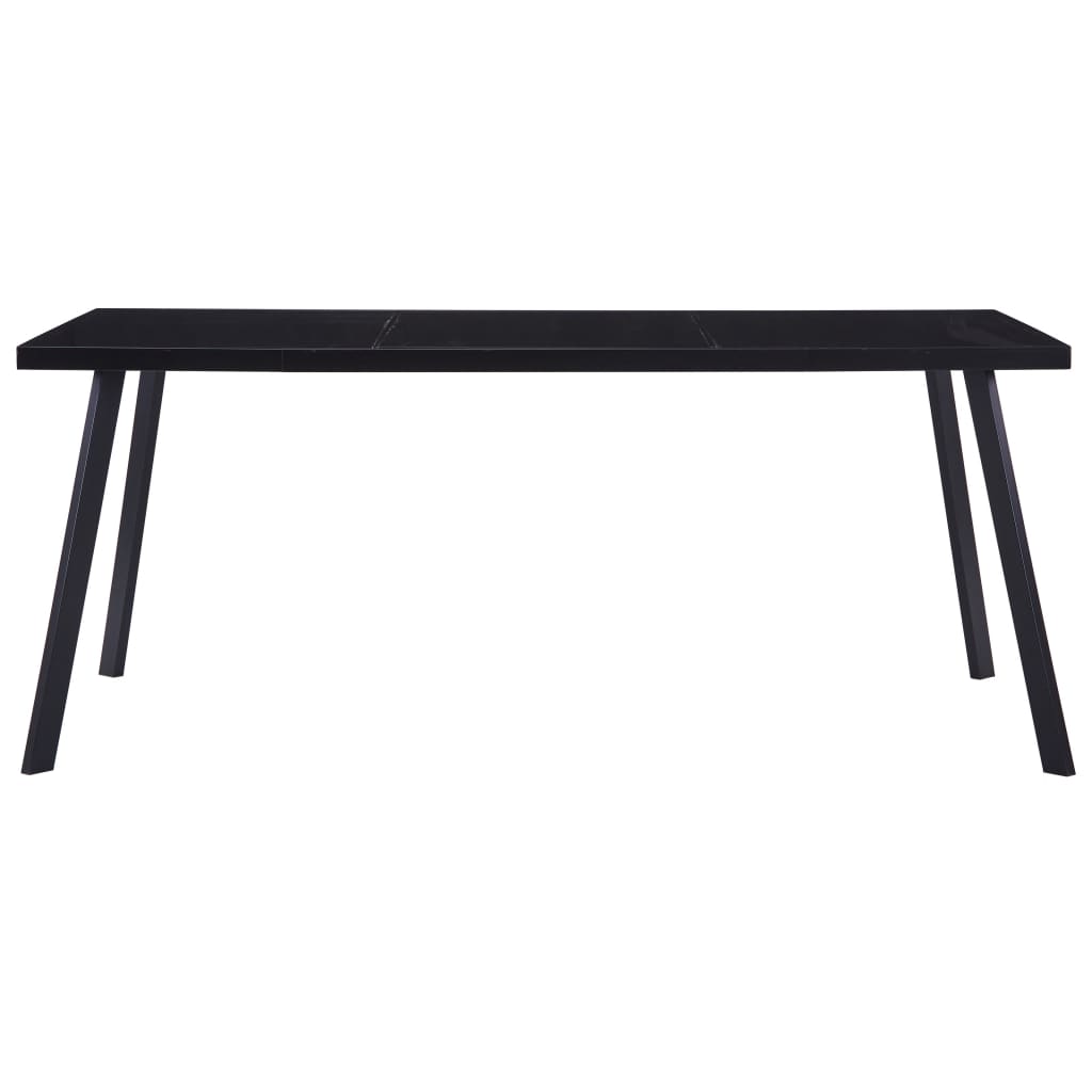 Table à manger noire 160 x 80 x 75 cm en verre trempé