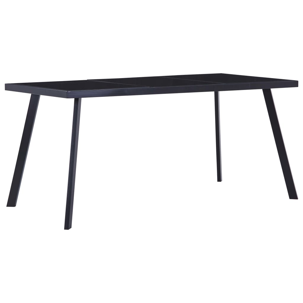 Table à manger noire 180 x 90 x 75 cm en verre trempé