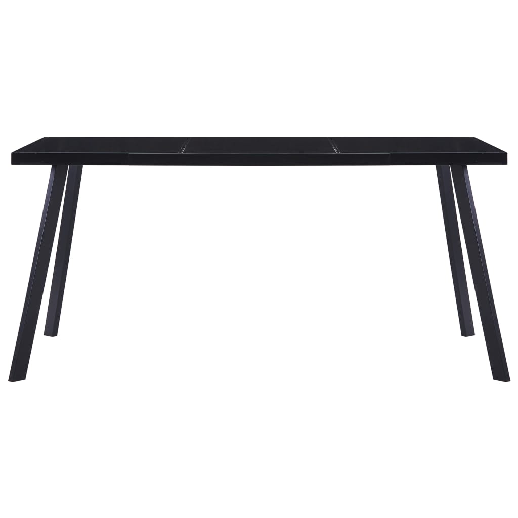 Table à manger noire 180 x 90 x 75 cm en verre trempé